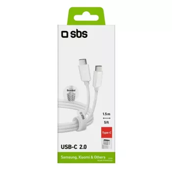 Cable USB-C a USB-C SBS Mobile TECABLETISSUETCCG, USB 2.0, 1,5 m, blanco