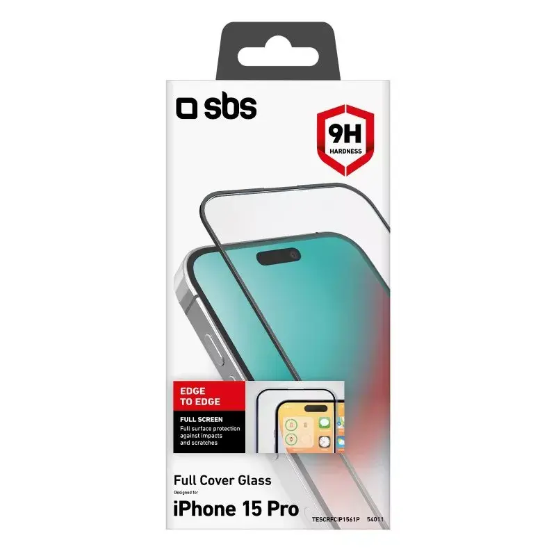 Protector de pantalla y trasera SBS para iPhone 15 Pro, silicona + cristal templado, transparente, 1 ud.