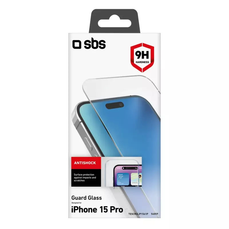 Protector de pantalla SBS TESCRGLIP1561P Apple iPhone 15 Pro Cristal templado