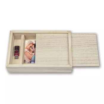 ZEP CX7557 USB Box 13x18 de madera para fotos y memoria USB