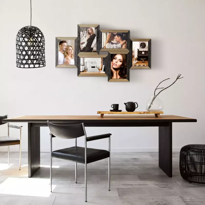 Set de marcos de fotos ZEP Vercelli negro marrón MDF 535x320 mm
