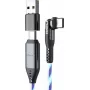 Cable USB-C 2 en 1 STATIK PowerPivot Pro 2 m conector giratorio con luz azul