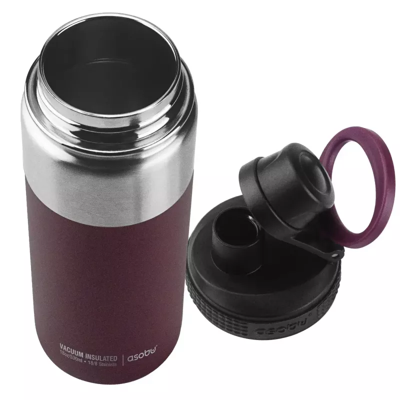Botella térmica asobu Alpine Flask Hiking 530 ml acero inoxidable burdeos, 235 mm de altura, 7,6 cm de diámetro