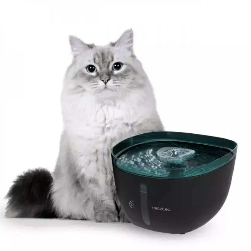 Fuente de agua automática para mascotas Cecotec Pumba 2200 Refresh 2L plástico negro azul
