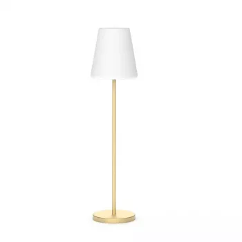 Lámpara de pie LED Newgarden Lola esbelta dorada blanca 10 bombillas 25000h