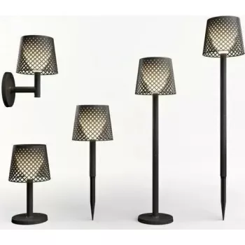 Lámpara de jardín de exterior NewGarden GRETA SOLAR+batería negra — lámpara solar con batería integrada