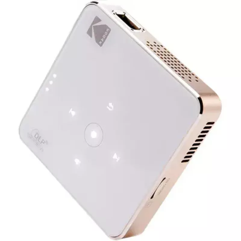 Proyector Kodak Luma 150 Wi‑Fi blanco‑dorado, proyector pico LED portátil con conectividad inalámbrica