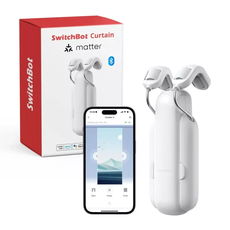 SwitchBot W2400000R – motor inteligente para cortina de raíl en U (EU & UK) – a batería, USB-C, 15 kg de fuerza de empuje