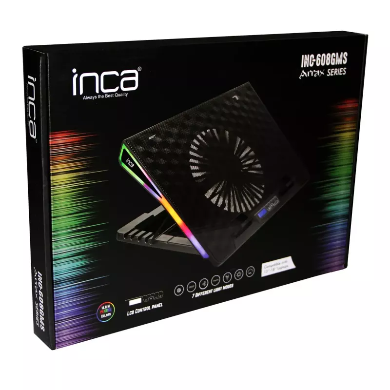 Soporte para portátil Inca INC-608GMS negro 43,2 cm 17