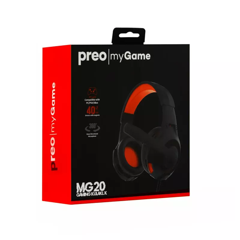 Auriculares con micrófono Preo 125085402 con cable gaming negro rojo 20-20000 Hz