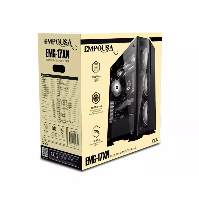 Caja de PC Inca EMG-17XN Midi Tower negra