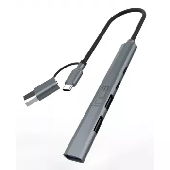 Hub USB Inca IUTP-06TX Type-A Type-C 5000 Mbit/s Gris