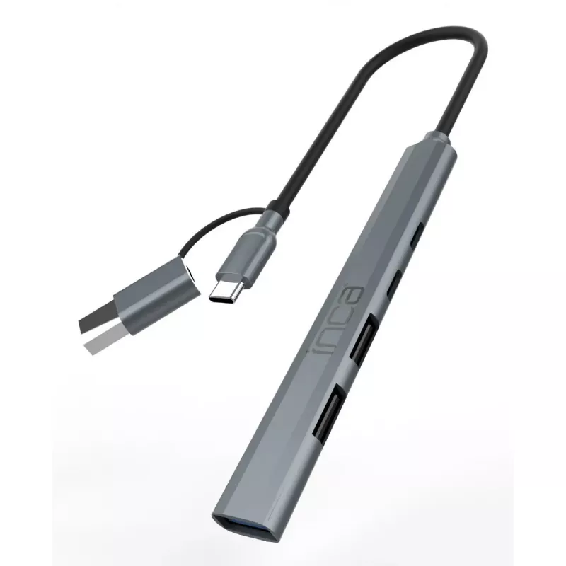 Hub USB Inca IUTP-06TX Type-A Type-C 5000 Mbit/s Gris