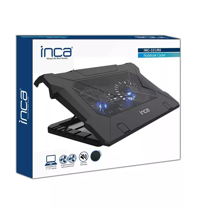 Base refrigeradora para portátil Inca INC-321RX 43,2 cm 2 ventiladores Negro