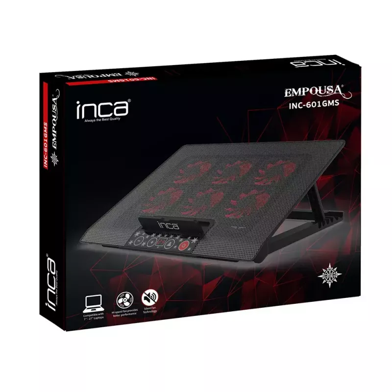Base refrigeradora para portátil Inca INC-601GMS 43,2 cm 6 ventiladores USB Negro