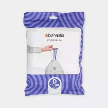 Bolsas de basura BRABANTIA 138164, 20 L, blanco, plástico, 40 uds., 545×435 mm