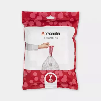 Bolsas de basura BRABANTIA 20 L – Modelo 138263, 40 uds., compatible con cubos de 20 litros