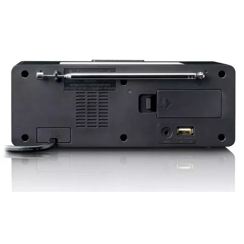 Radio reloj Lenco CR540BK – despertador FM, pantalla LED de 1,2 pulgadas, luz nocturna regulable, función de carga USB, altavoces estéreo