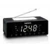 Radio reloj Lenco CR540BK – despertador FM, pantalla LED de 1,2 pulgadas, luz nocturna regulable, función de carga USB, altavoces estéreo