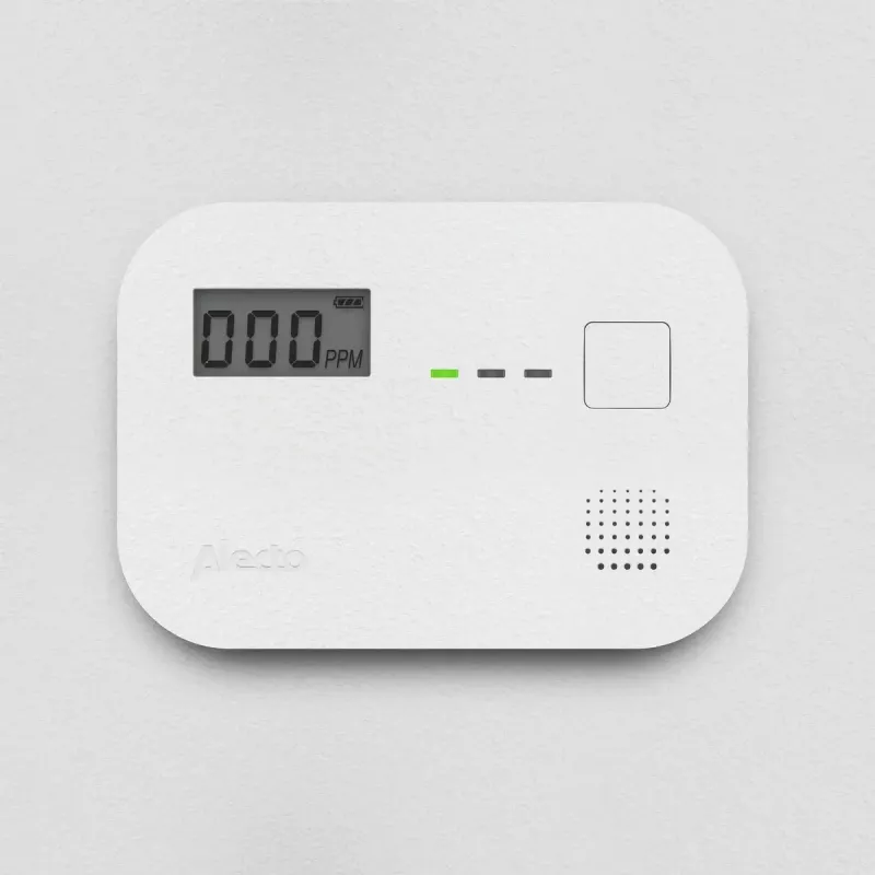 Detector de monóxido de carbono Alecto COA3910 — sensor CO electroquímico, a pilas, blanco, 110×78×37 mm