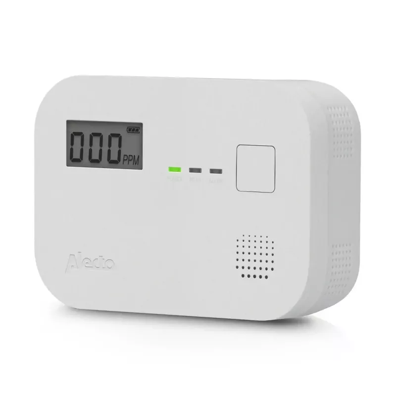 Detector de monóxido de carbono Alecto COA3910 — sensor CO electroquímico, a pilas, blanco, 110×78×37 mm