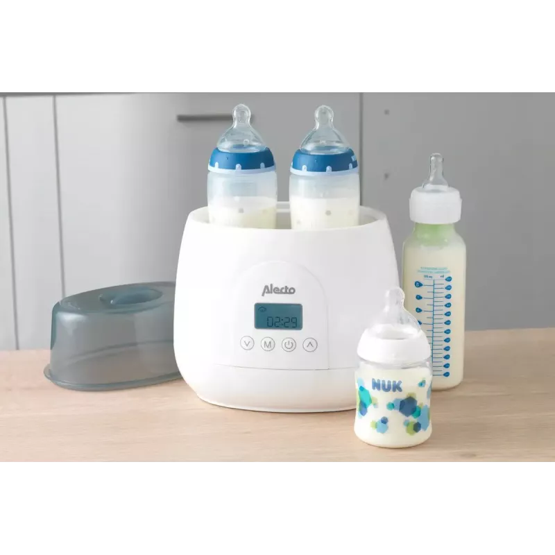 Calientabiberones Alecto BW700TWIN — calientabiberones eléctrico doble 3 en 1, 512 W, 230 V, blanco