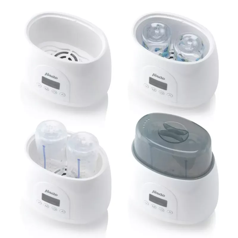 Calientabiberones Alecto BW700TWIN — calientabiberones eléctrico doble 3 en 1, 512 W, 230 V, blanco