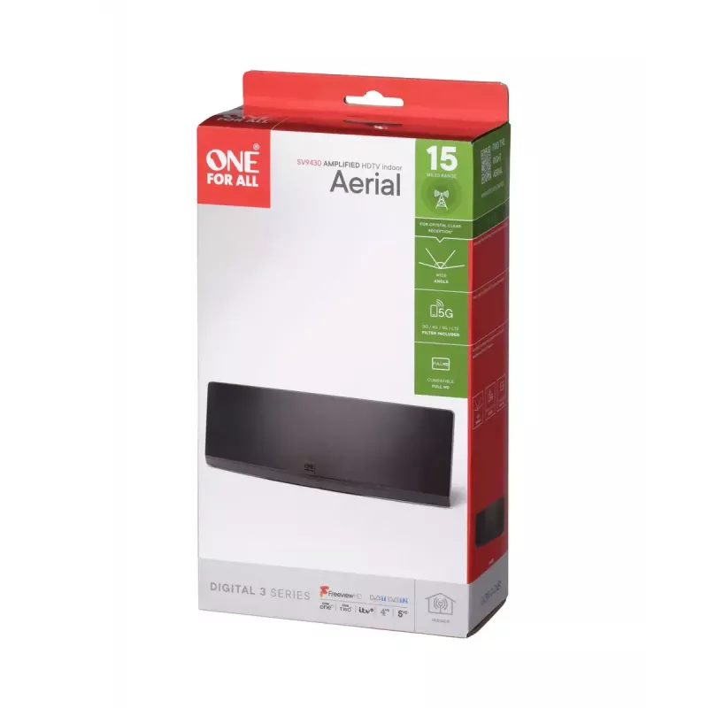 Antena de interior One For All Design Line DVB-T Curved EX 45dB 5G