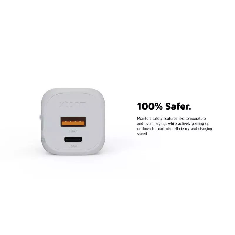 Cargador de pared Xtorm 35W GaN² Ultra interior USB Type-C carga rápida blanco