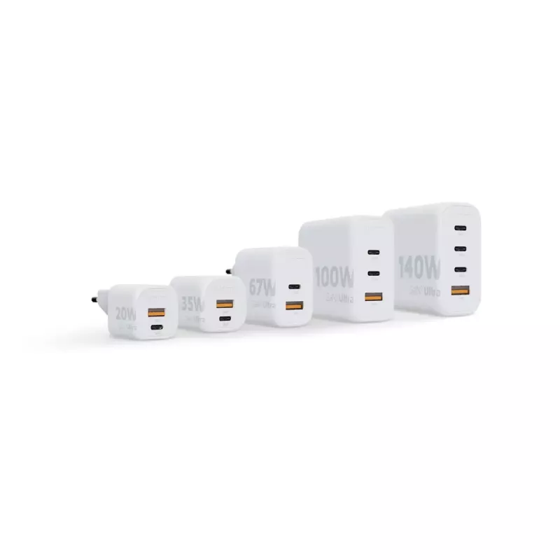 Cargador de pared Xtorm 20W GaN² Ultra — 20 W, USB-C, para interior, blanco