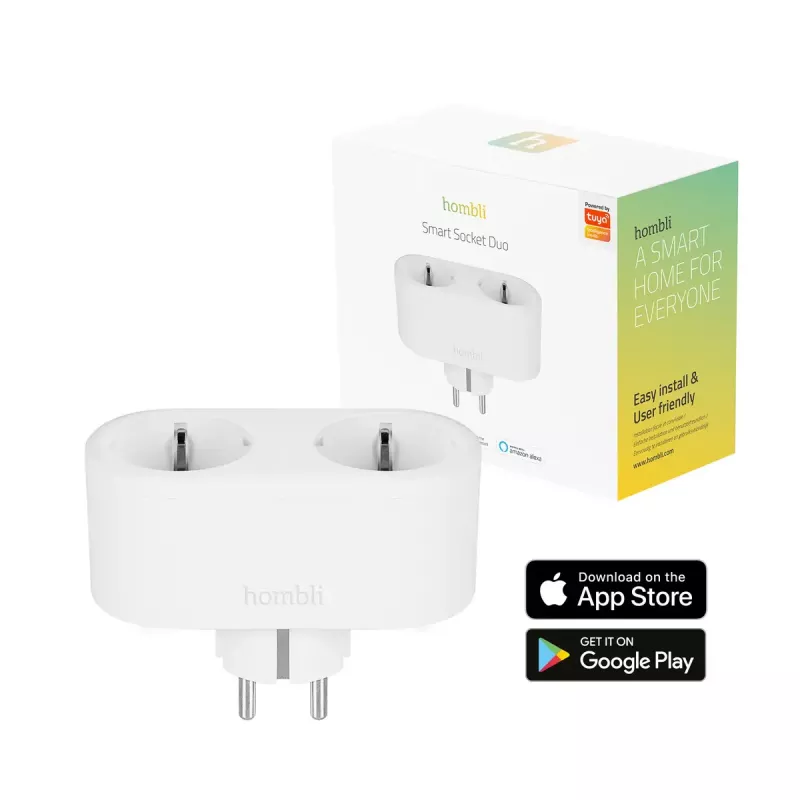 Enchufe inteligente Avanca International BV Hombli Smart Socket Duo EU — Wi‑Fi, 220–250 V, 50–60 Hz, 3540 W, interior, blanco