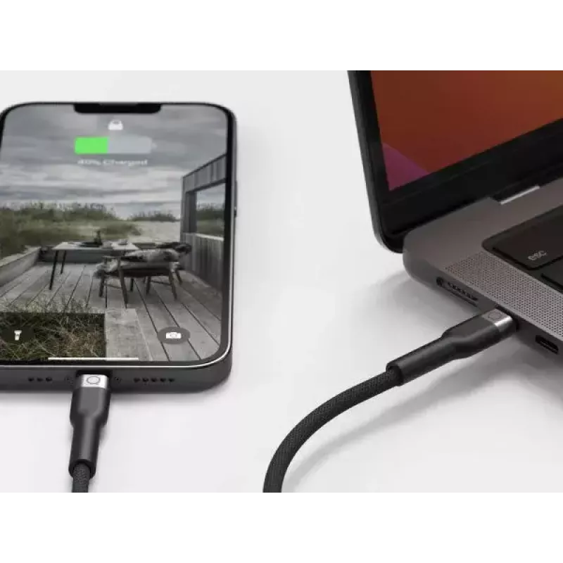 Cable USB-C a Lightning LINQ byELEMENTS 2 m certificado MFi Negro