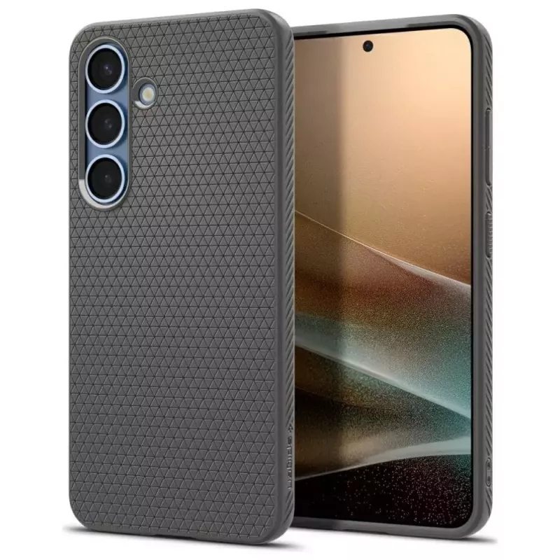 Funda protectora Spigen Liquid Air para Galaxy S25 — Marble Gris, delgada, amortiguadora de impactos