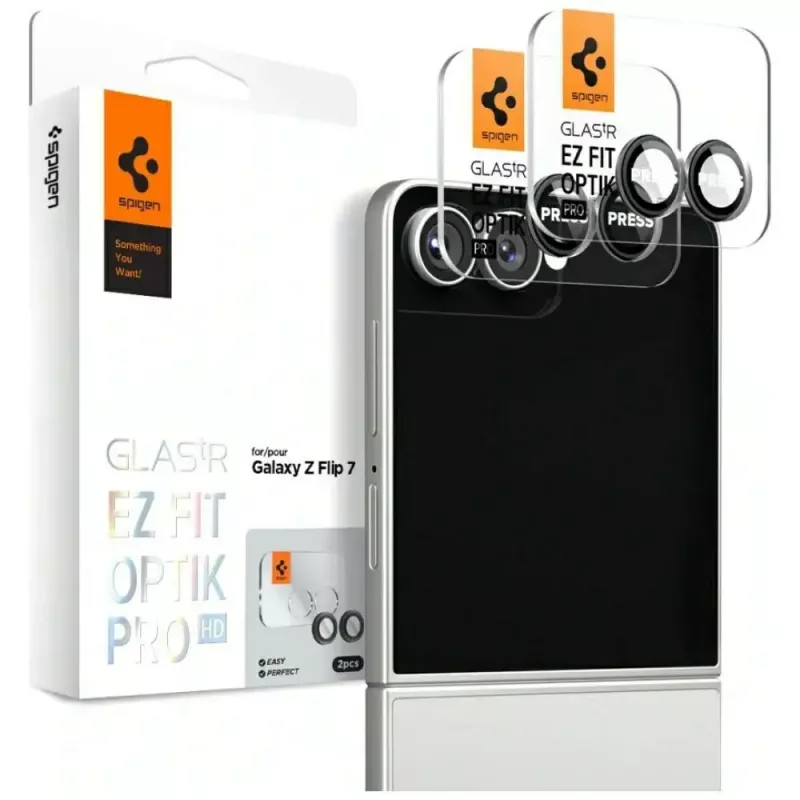Cristal protector de cámara Spigen para Galaxy Z Flip 7 HD cristal pack de 2
