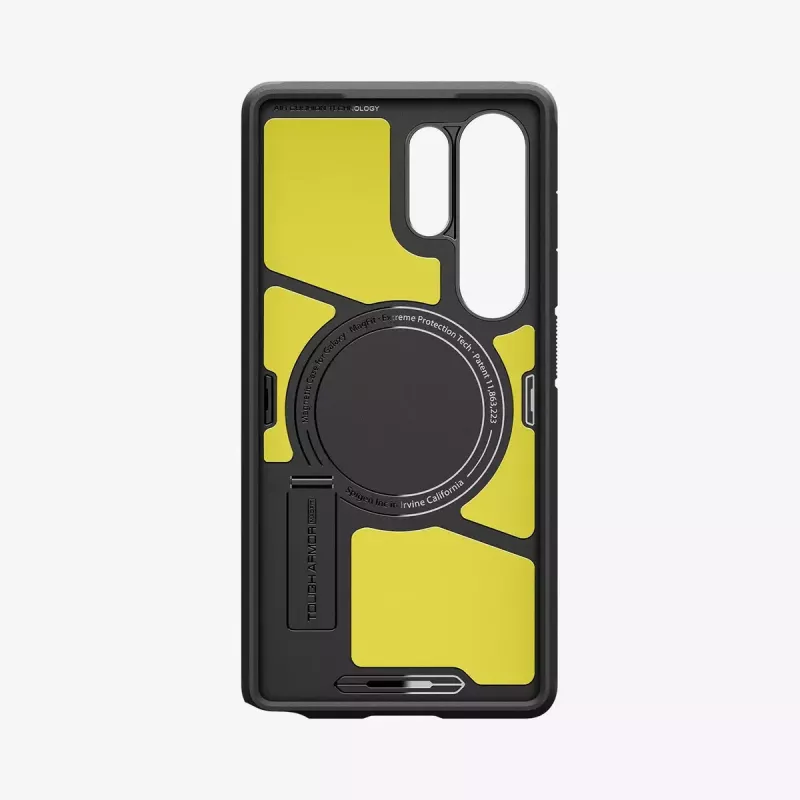 Funda Spigen Galaxy S25 Ultra Tough Armor AI negra con soporte de sobremesa