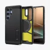 Funda Spigen Galaxy S25 Ultra Tough Armor AI negra con soporte de sobremesa