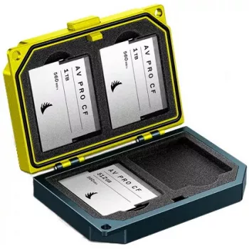 Estuche para tarjetas de memoria Angelbird 4 tarjetas CFast aluminio negro amarillo
