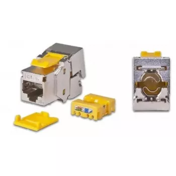 Módulo keystone Wirewin WKS JACK KAT6A STP EA 12 RJ-45 plano metálico amarillo