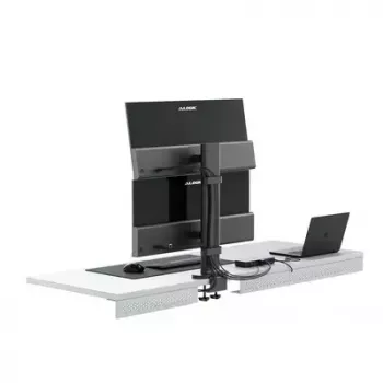 Soporte para monitor ALOGIC ED34VMSSGR con pie de pinza para pantallas de hasta 34 pulgadas, doble pantalla, capacidad 12 kg, gris