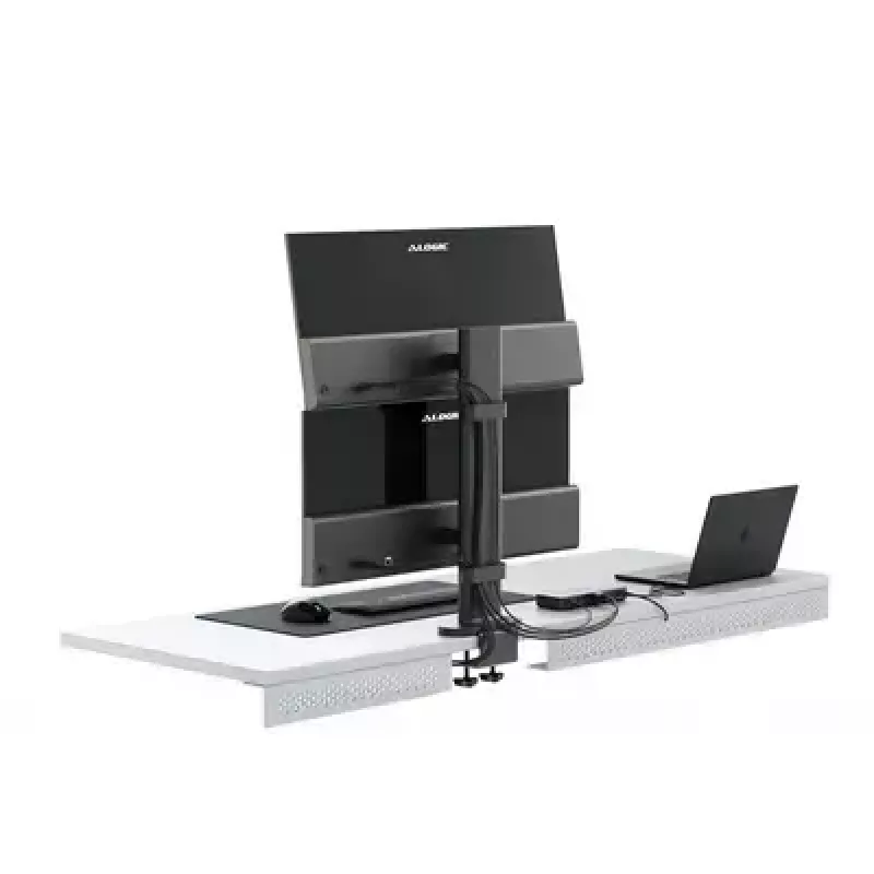 Soporte para monitor ALOGIC ED34VMSSGR con pie de pinza para pantallas de hasta 34 pulgadas, doble pantalla, capacidad 12 kg, gris