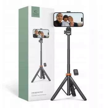 Tech-Protect L03S Palo selfie trípode con mando a distancia Bluetooth, negro