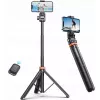 Tech-Protect L03S Palo selfie trípode con mando a distancia Bluetooth, negro