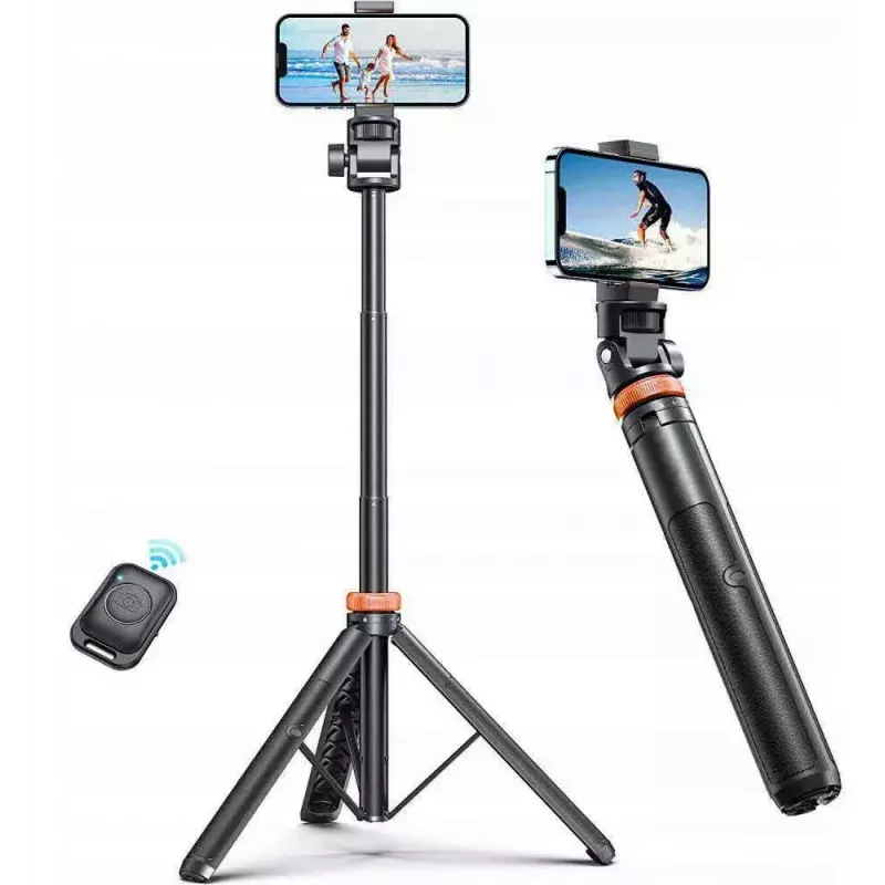 Tech-Protect L03S Palo selfie trípode con mando a distancia Bluetooth, negro