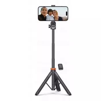 Tech-Protect L03S Palo selfie trípode con mando a distancia Bluetooth, negro