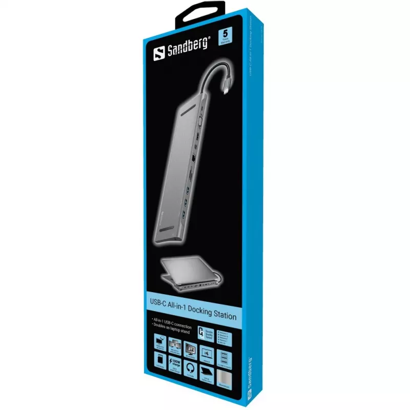 SANDBERG Base de acoplamiento USB-C HDMI DP VGA SD USB USB-C