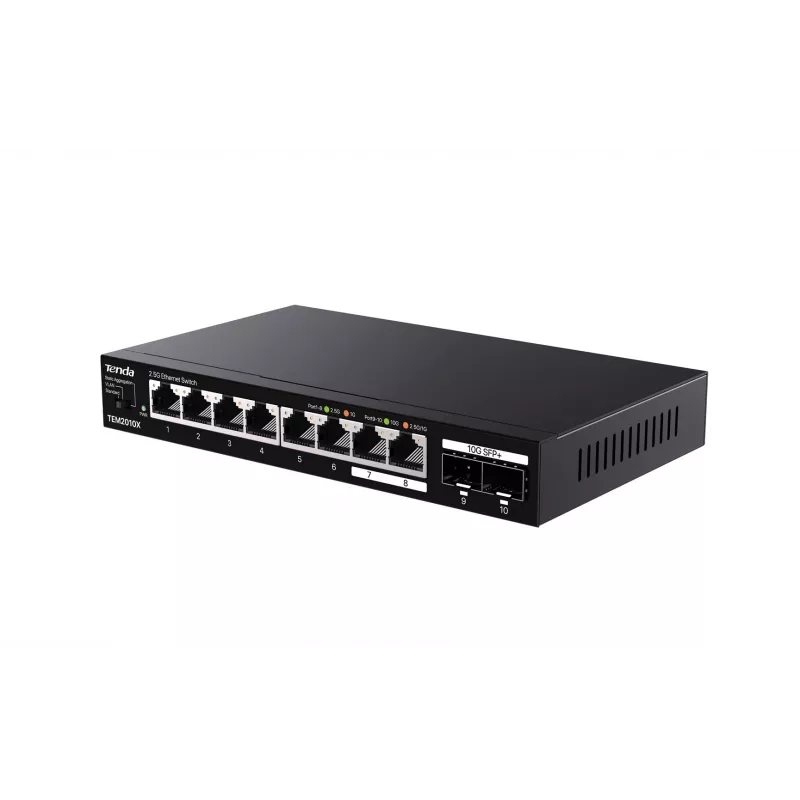 Switch de red Tenda TEM2010X 2.5G Ethernet (100/1000/2500) Sobremesa Negro