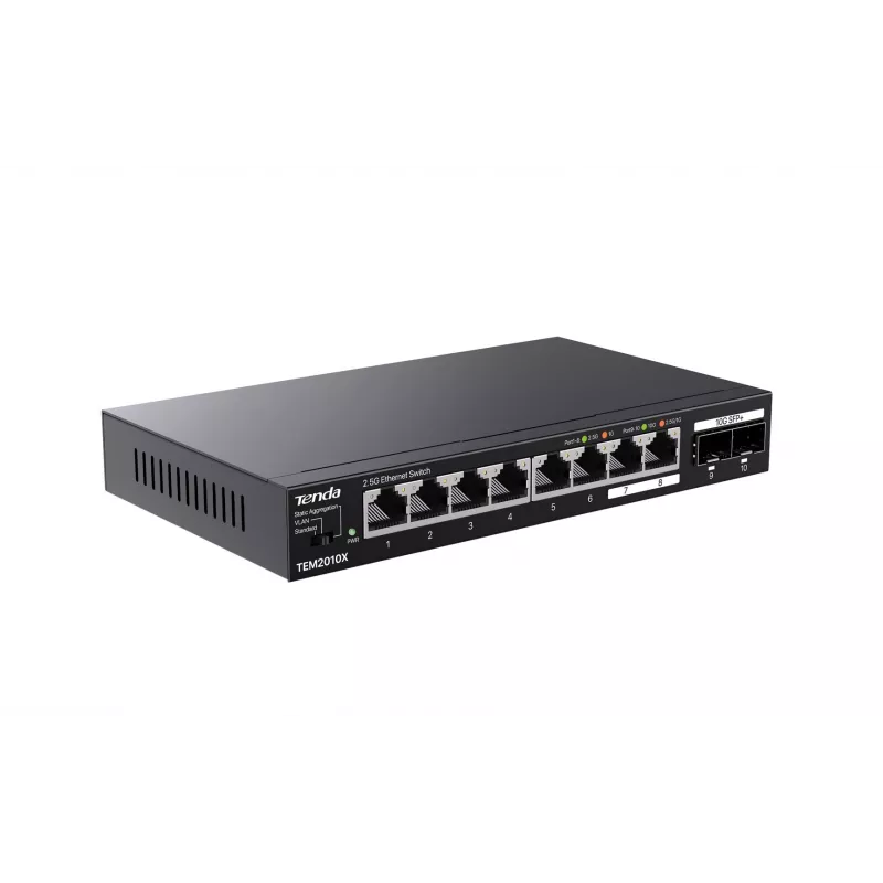 Switch de red Tenda TEM2010X 2.5G Ethernet (100/1000/2500) Sobremesa Negro