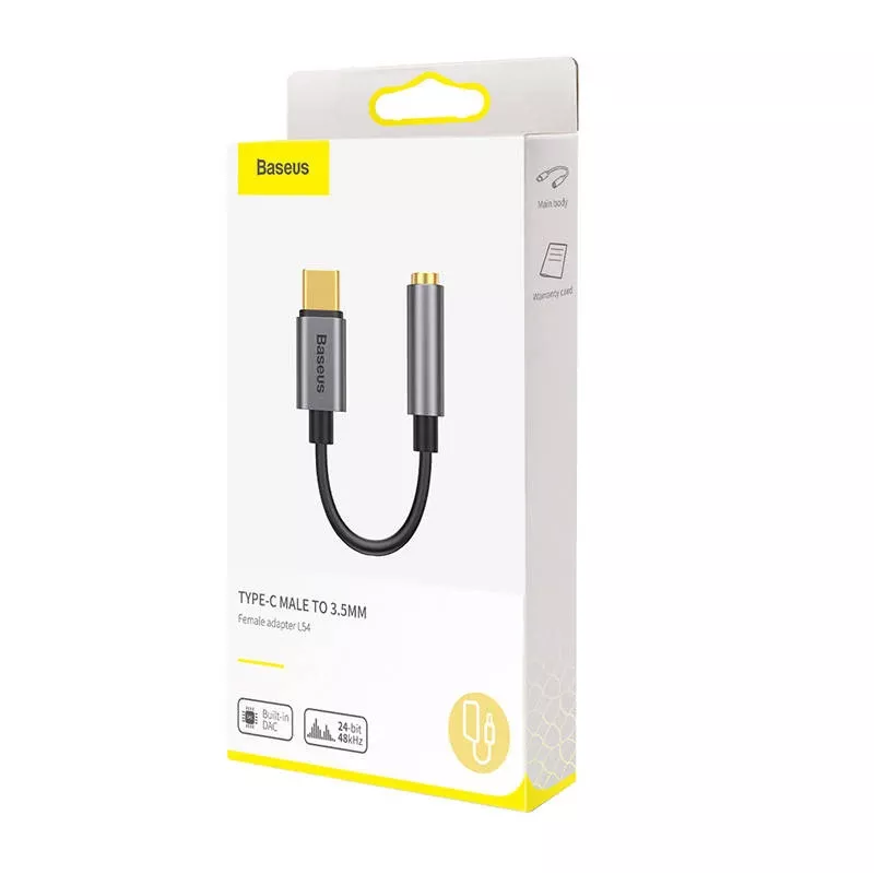 Baseus L54 adaptador de audio USB-C + minijack 3,5 mm (negro+gris)