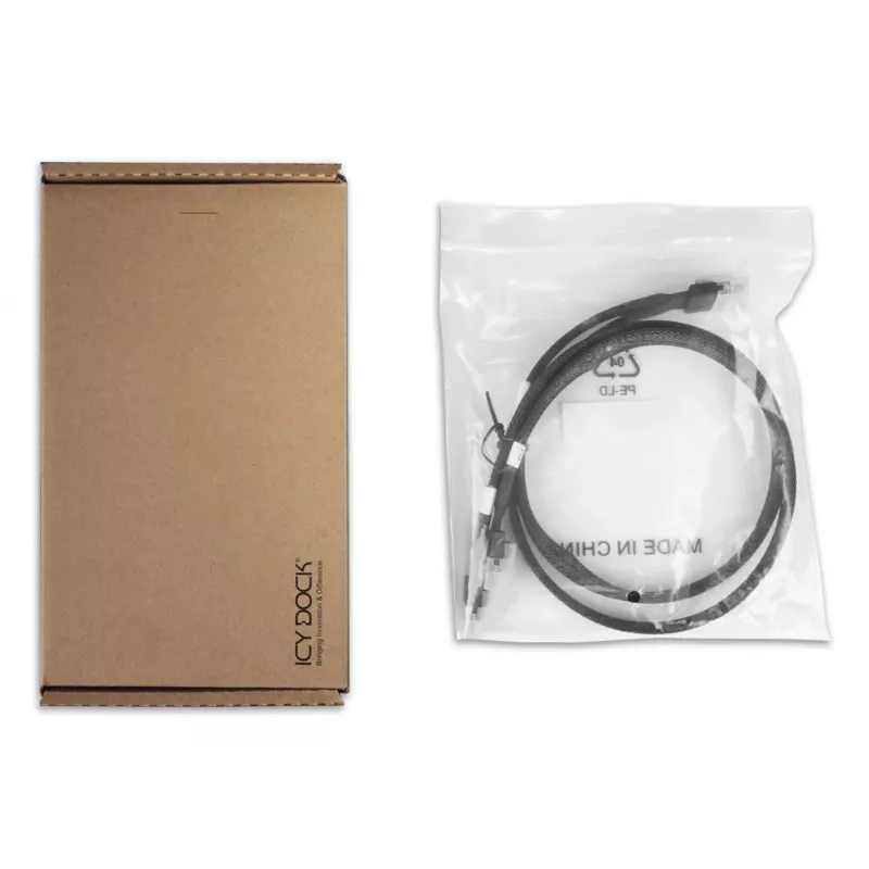ICY DOCK - Cable SlimSAS 8i SFF-8654 a 2x SlimSAS 4i SFF-8654 - 0,5M