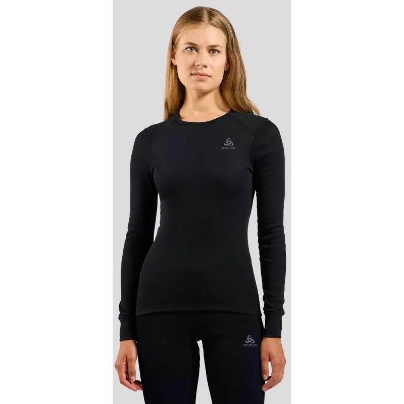 Camiseta de manga larga cuello redondo Odlo BL TOP ACTIVE WARM ECO mujer, talla S, negra